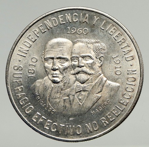 1960 mexicain 150Y GUERRE DINDÉPENDANCE Hidalgo Madero pièce de 10 soldes pesos i93408