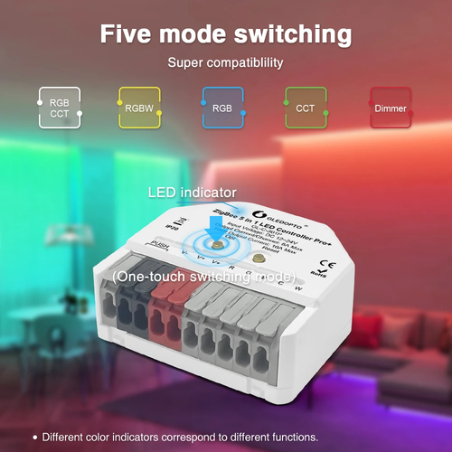 GLEDOPTO Ultra Mini 5in1 LED Controlador Zigbee Regulador RGB Cct Wwcw - Imagen 4 de 13