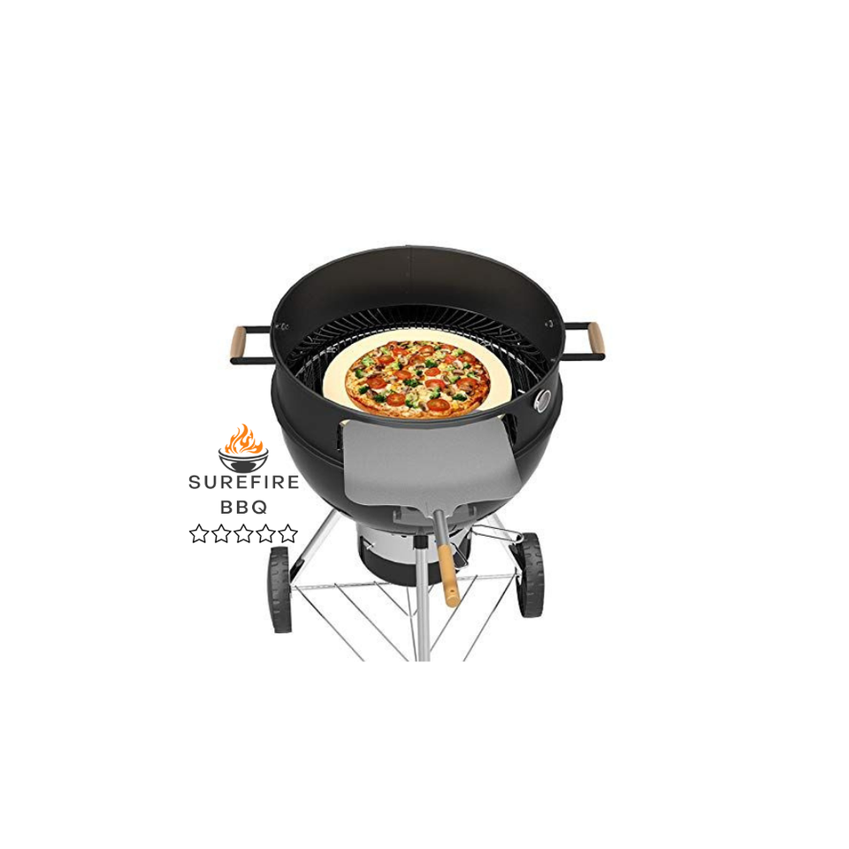 SUREFIRE 57CM KETTLE BBQ PIZZA RING SET INC PEEL STONE THERMOMETER FITS WEBER eBay