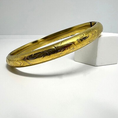 Jugendstil vergoldeter Armreif mit floraler Gravur Art Nouveau gilded arm cuff