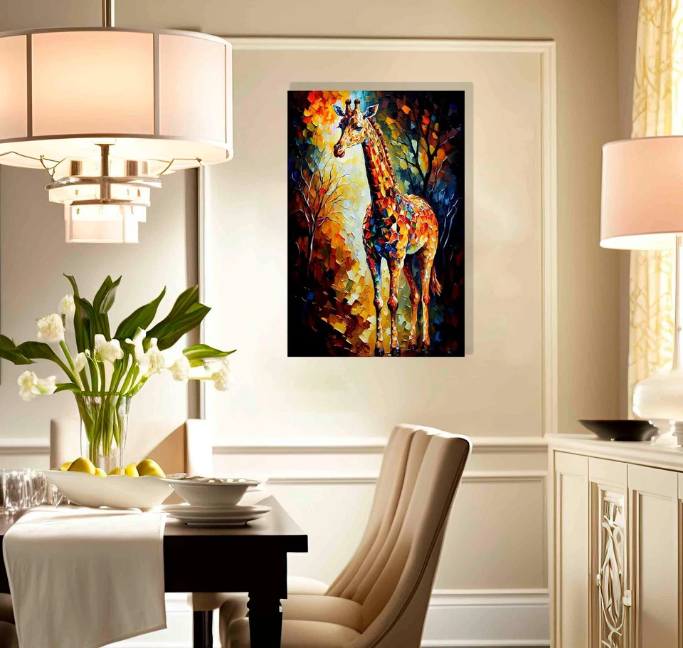 Majestical Giraffe Colourful Canvas Pictures for Walls Living Room Abstract Art - Image 4 of 4