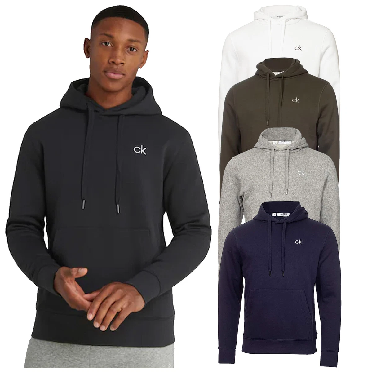 Mens grey calvin klein hoodie sale