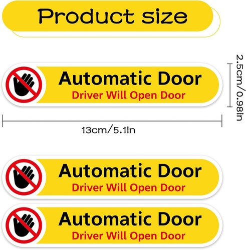 3Pcs Automatic Door Driver Will Open Door Sign Car Decal Warning Stickers - Picture 2 of 7
