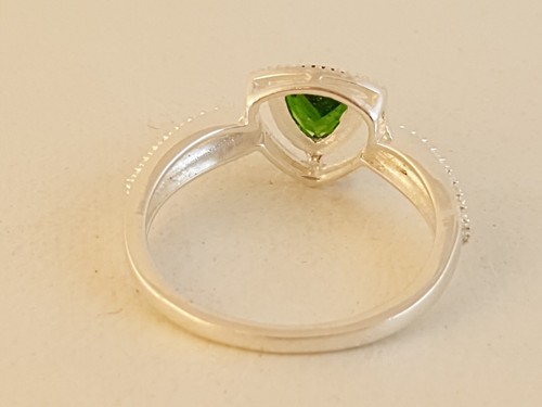 Smaragd-grüner CZ Sterling Silber Ring Gr. STS China Billionen Form - Bild 5 von 11