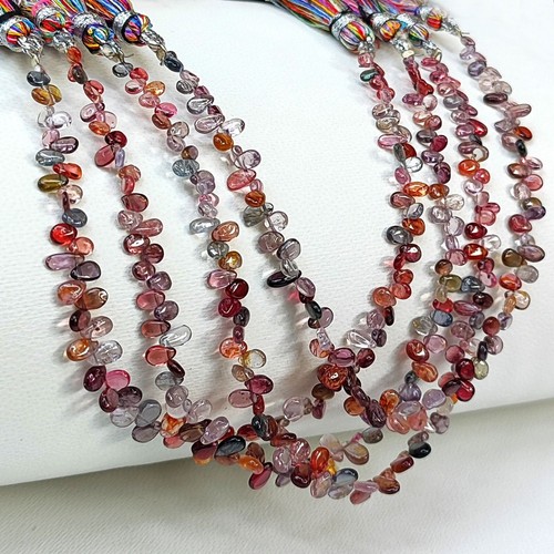 Gemas de espinela de color arco iris natural 5x3 a 6x4 mm tamaño cuentas en forma de pera hilo de 7" - Imagen 4 de 9