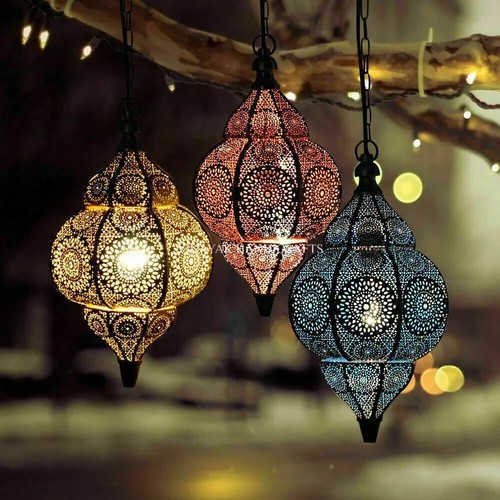 3PC Modern Turkish Hanging Lamps Handmade Moroccan Ceiling Lights Home Lantern - Picture 3 of 20