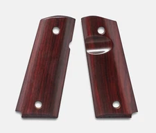 1911 Officer Grips, Red Cocobolo, Smooth, Beveled Bottom, Thumb Groove