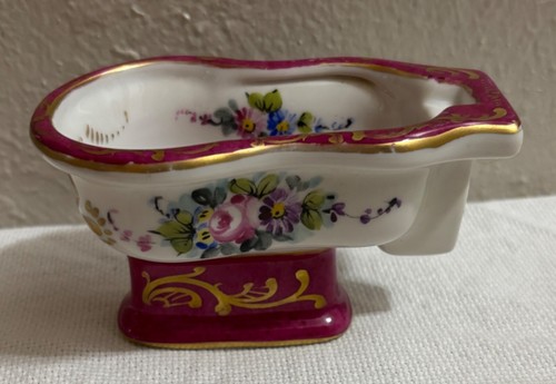 Antikes französisches handbemaltes Miniatur Sammlerstück Bidet - Mauve/Gold