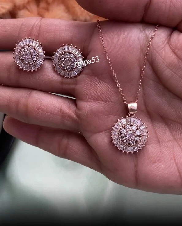 D/VVS Probador Pasando Moissanita Fiesta Ropa Conjunto de Joyería Para Mujer Real en 925 SS Foto 4 de 4