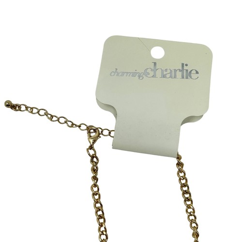 Vintage Charming Charlie pietre acriliche arancioni con accenti tono oro e catena - Foto 6 di 6