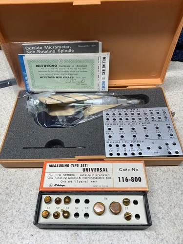 Machinist Tools: Mitutoyo 0-1" Thread Micrometer & Anvils 116-105 (NEW)