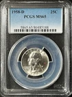 1958-D  25C Washington Quarter Dollar PCGS MS65  80485188