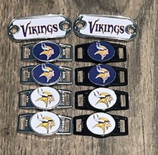 2 Minnesota Vikings NFL Paracord Charms Oval or Mini Dog Tag shoelace charms