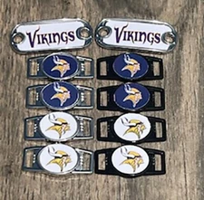 2~Minnesota Vikings NFL Paracord Charms Oval or Mini Dog Tag shoelace charms