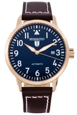 Riedenschild Automatik Herrenuhr mit Datumsanzige, braunes Leder Armband 5 ATM