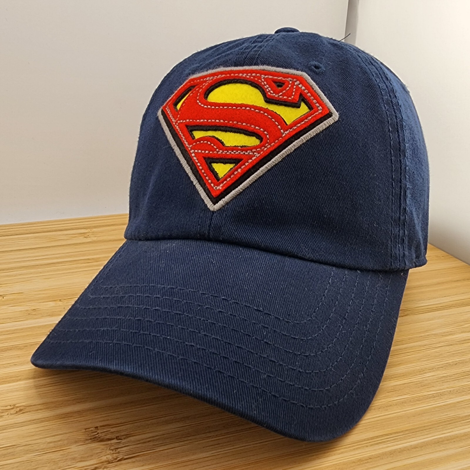 Superman Hat, Blue Cap, Raised Felt Superman Shield Embroidered Logo, Strapback