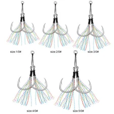 6Pair Double Assist Hooks Carbon Steel Jig Hook Big Game Saltwater Fishing Hook