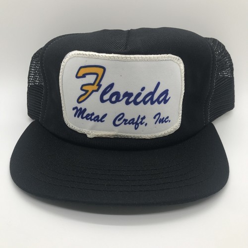 Florida Metal Craft Inc. Vintage Black Snapback Cap Big Patch Trucker Hat USA