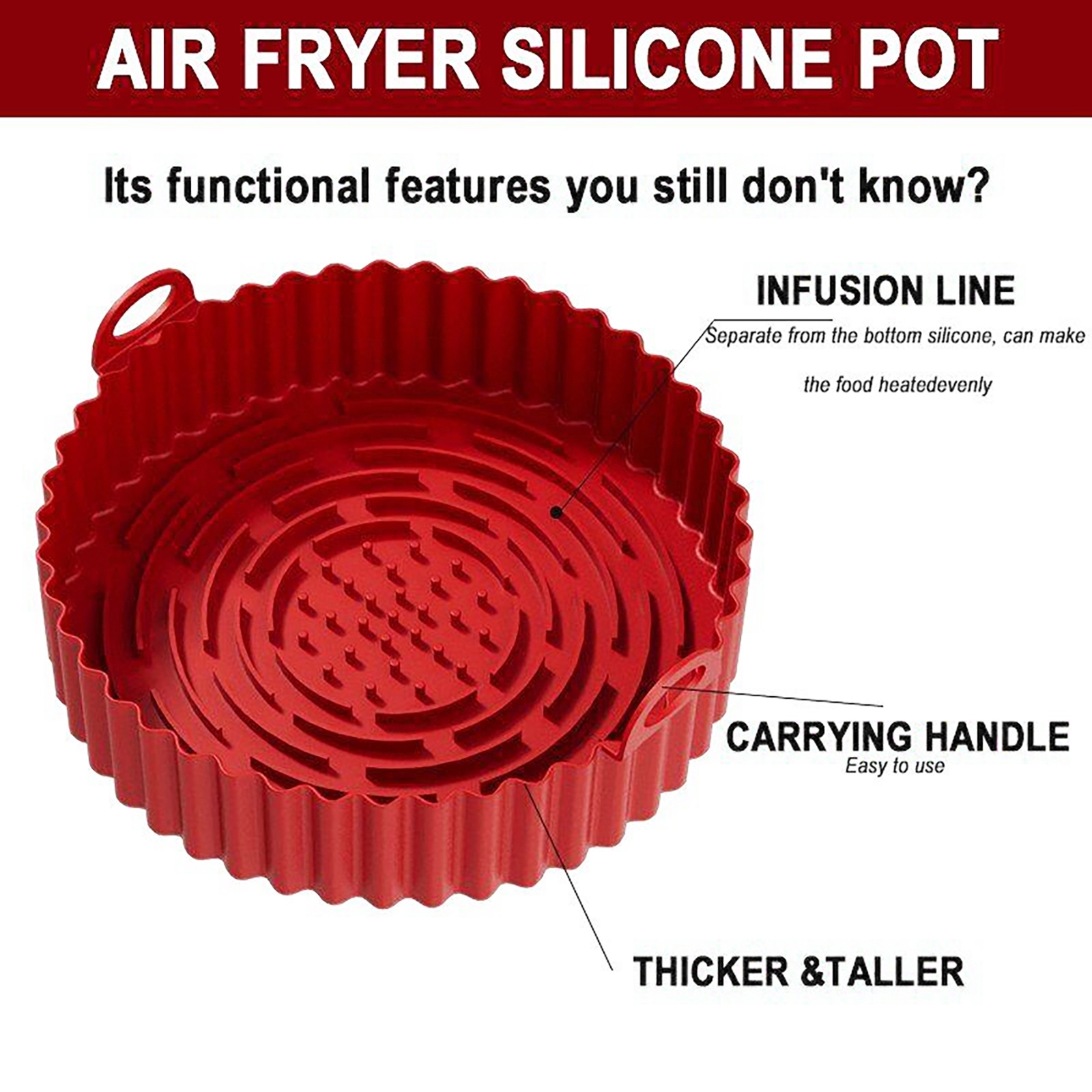 Air Fryers Pot High Temperature Resistance Easy Clean Bowl Shaped Air