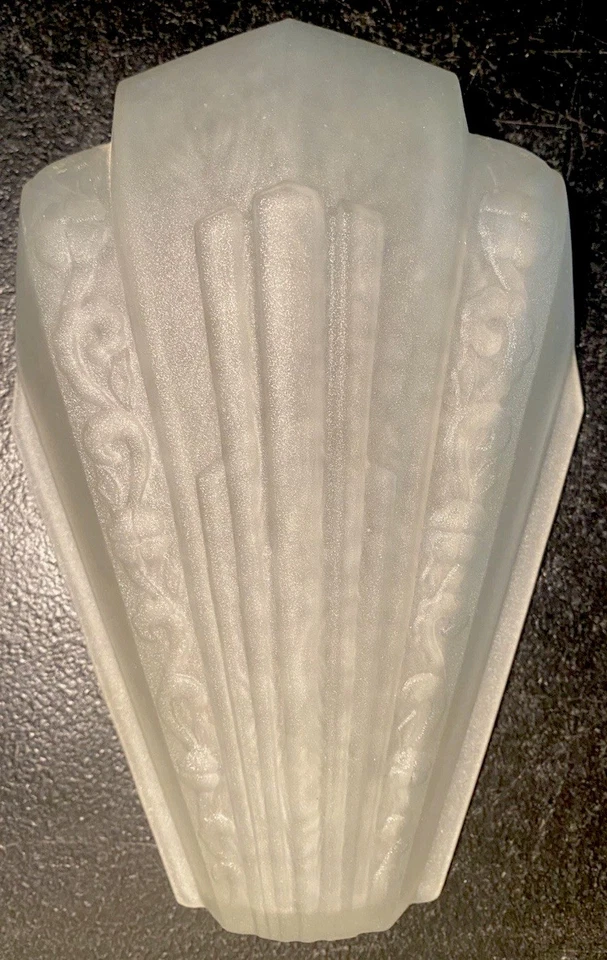 PAR DE CORTINAS ART DECO DE COLECCIÓN DE LA ERA DE LA DEPRESIÓN (2) DISEÑO ESMERILADO EN RELIEVE USADO EN EXCELENTE ESTADO Foto 2 de 4