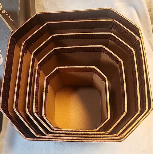BROADWAY BASKETEERS - 5 Hexagonal Cardboard Nesting Boxes - 2.5" To 6” EMPTY - Picture 4 of 6