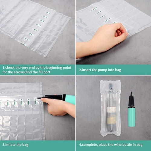 5 Pack Wine Bags for Travel, Inflatable Bottle Protector Shipping, Clear - Picture 4 of 6