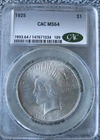 1925 Silver Peace Dollar PCGS CAC MS64