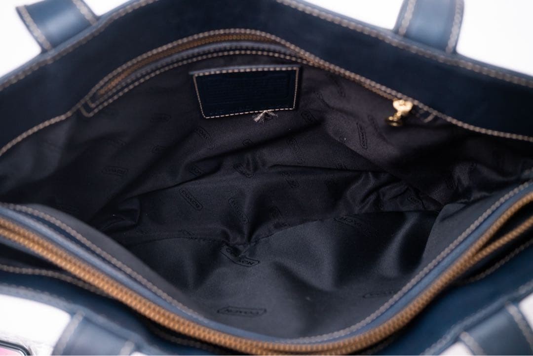Rare Old Coach Tote Bag Navy Leather USA - Gem