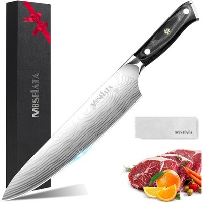 Chef Knife 10 Zoll - Extrem scharfe Klinge, ergonomischer Griff, silberfarben