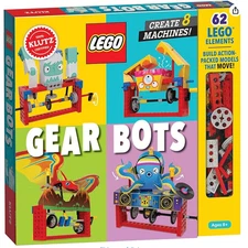 LEGO Klutz Gear Bots Kit-STEM Kinetic Model Building Set 62 LEGO Pieces NEW!