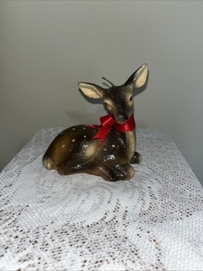 Vintage MCM Novelty Candle Spotted Fawn Deer 5x5”