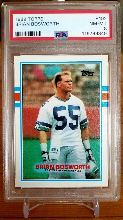 1989 Topps - Brian Bosworth #192 PSA 8 Near Mint - Mint
