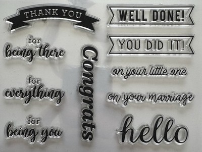 Clear Stamp Set Greetings Thank You Hello Well Done You Did It Congrats Phrases