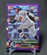 Christian Pache 1st Purple /250 Prospect Rookie RC 2018 Bowman Card BP-46 Braves. rookie card picture