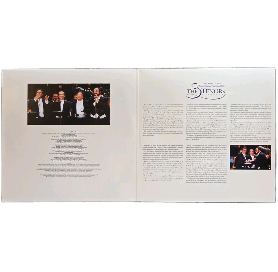 "THE 3 TENORS IN CONCERT 1994 [CARRERAS DOMINGO PAVAROTTI]" RARE 2 x LP SET - Image 3 of 4