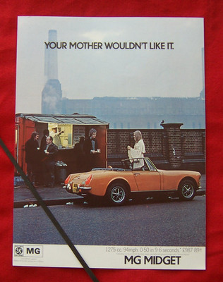 MG MIDGET 1973 ORIGINAL VINTAGE FARBWERBUNG BATTERSEA POWER STATION