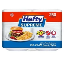 Hefty Supreme Foam Disposable Lunch Plates, 8 7/8", 250 ct..