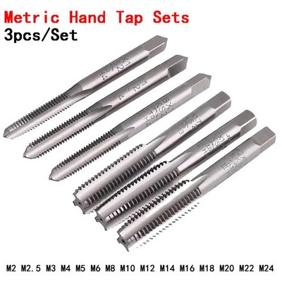 SKS2 Alloy Steel Metric Hand Tap Sets x 3 Pcs - Taper(1st), Plug(2nd), Bottom(3r