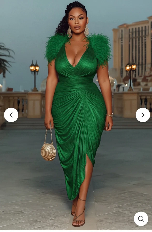 Nuevo Vestido Vaina Talla 14 Calvin Klein Elegante VERDE Terciopelo Imitación Envoltura Fácil Ajuste Foto 3 de 4