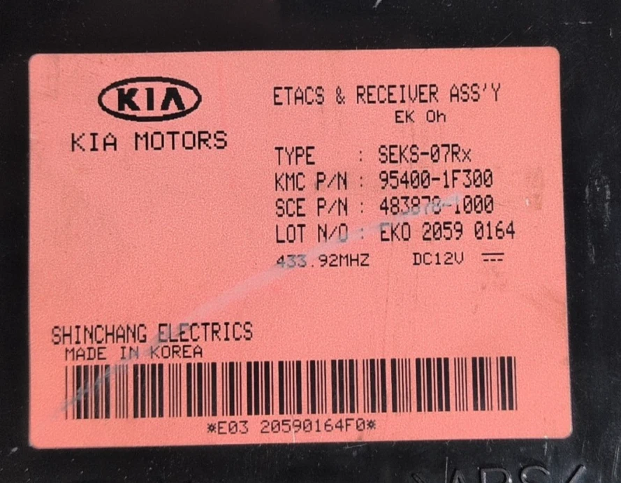 Conjunto de módulo receptor antirrobo KIA Sportage ETACS 2005-2006 95400-1f300 Foto 2 de 4