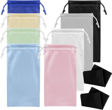 8-Pcs Eyeglass Pouch Set with 2 Microfiber Cleaning Cloths-Soft Sunglasses Case,