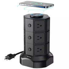 6.5 Ft. Extension Cord 12-Outlet AC Widely Spaced 1050 Joules Surge Protector wi