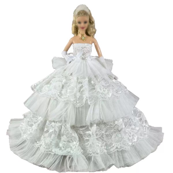 Vestido de Novia Blanco para Muñeca de 11.5" – Hecho a Mano con Velo Largo 1/6 2