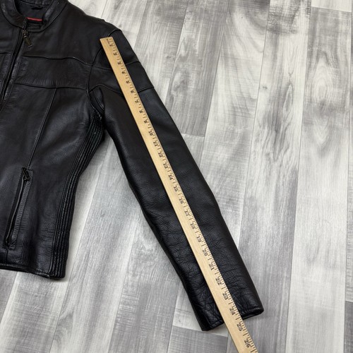 Milwaukee Motorcycle Jacket Womens MEDIUM Black Leather W/Removable Liner Vented - Picture 9 of 12