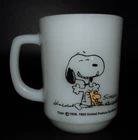 Vintage Fire King Peanuts Snoopy & Woodstock 1965 Milk Glass Coffee Mug