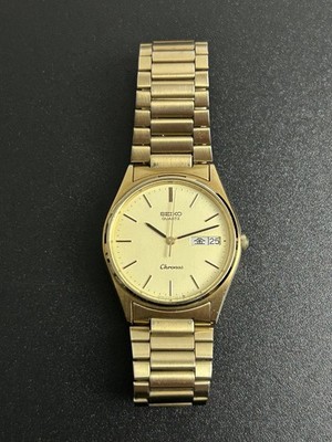 SEIKO WATCH CHRONOS 8123-7080 QUARTZ DAY DATE KANJI GOLD