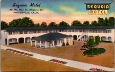 Vintage Linen Postcard Sequoia Motel Porterville CA Hwy 65 1951 Postmarked