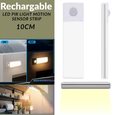 AUFLADBARE LED PIR LICHT BEWEGUNGSMELDER STREIFEN MAGNET SCHRANKLAMPE SCHRANK 1 STCK.