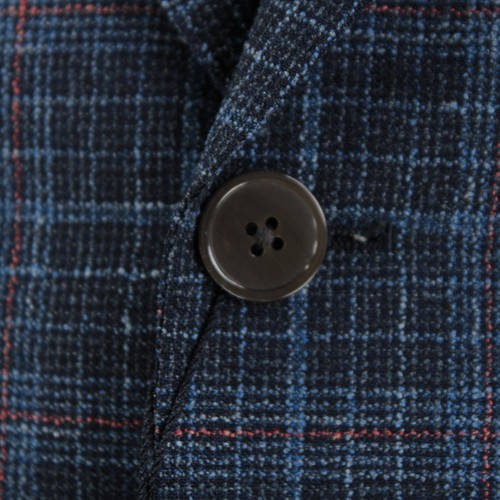 Cardinal of Canada NWT Wool Blend Sport Coat Size 42S US In Blue w/ Coral Plaid - Picture 2 of 12