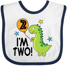 Inktastic 2nd Birthday Dinosaur 2 Year Old Boy Baby Bib Boys Childs Photo Idea